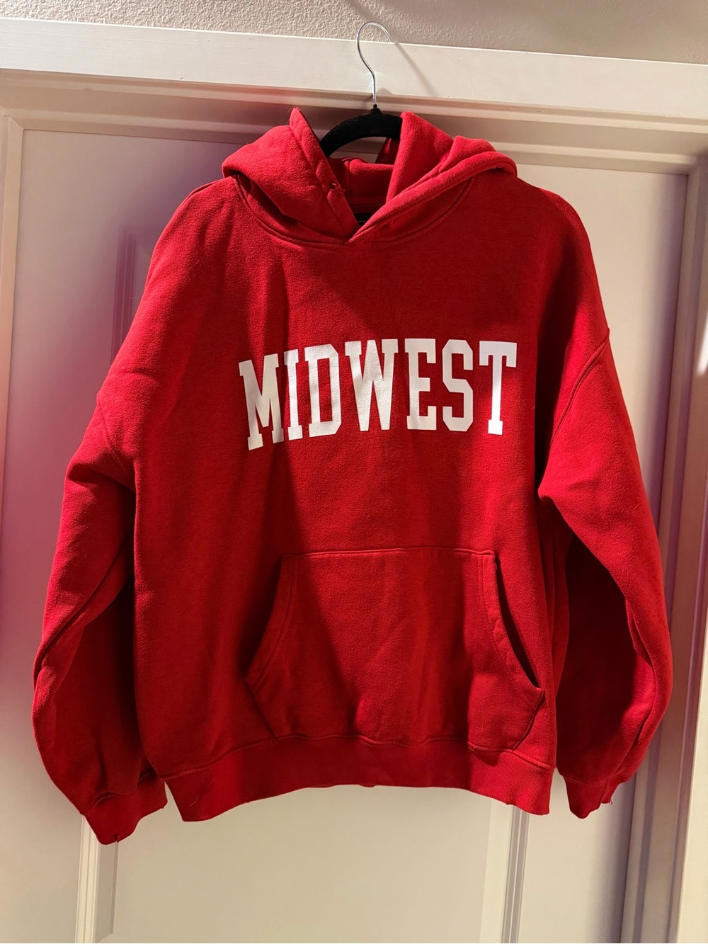 Lily & Lottie Essential Hoodie Size Medium Red White Midwest Graphic On Front